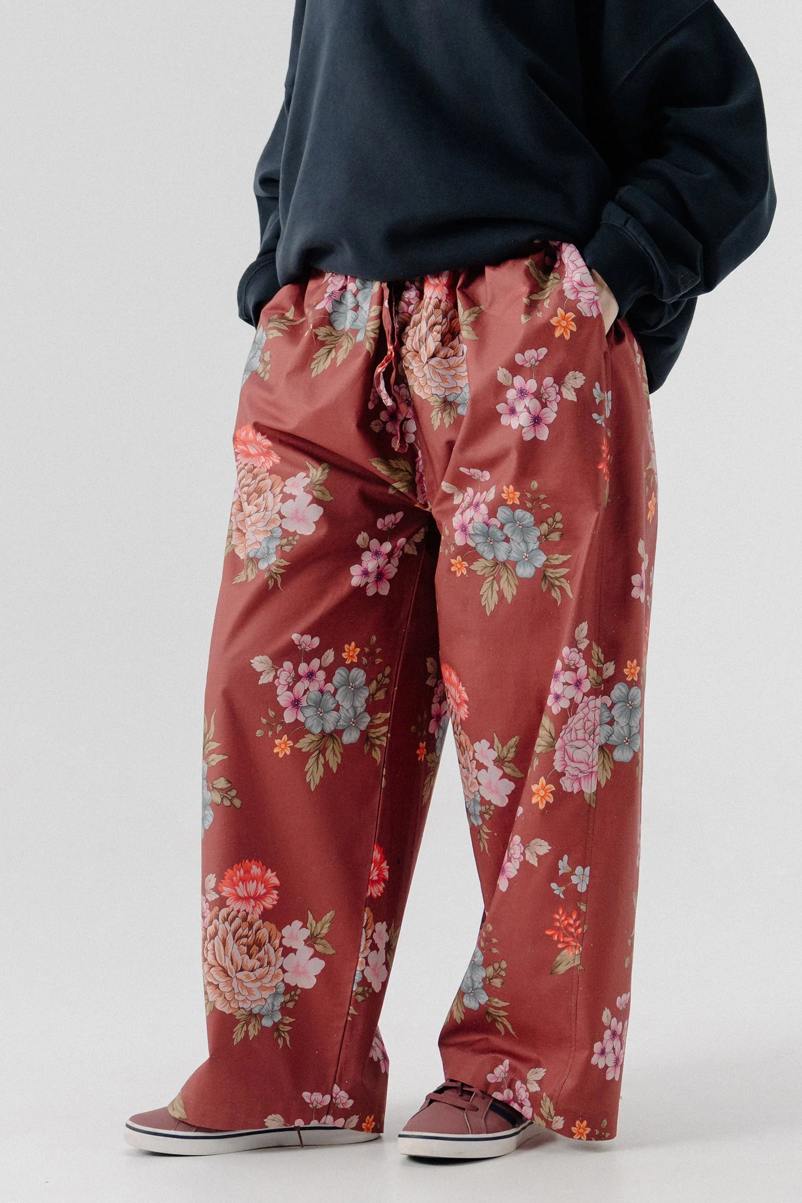 Shalwar Pants - Floral Maroon - Image 2