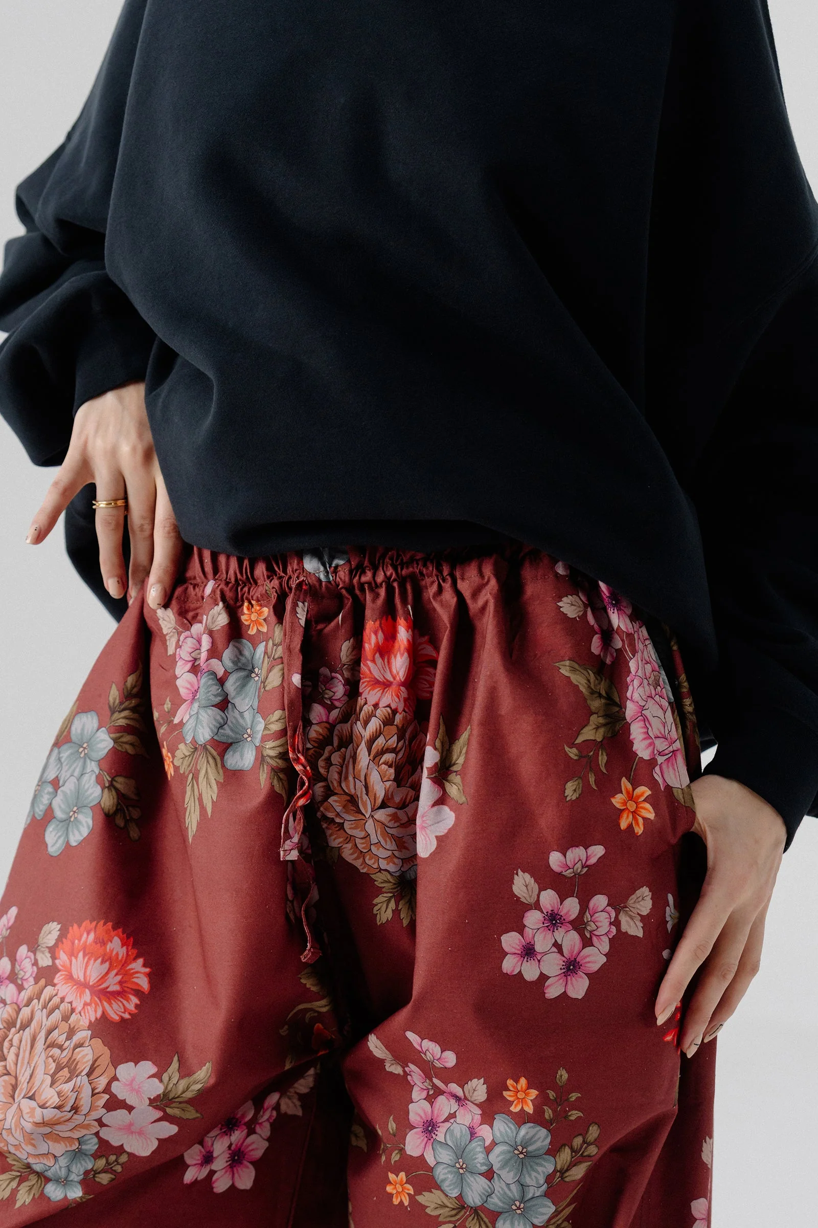 Shalwar Pants - Floral Maroon - Image 3