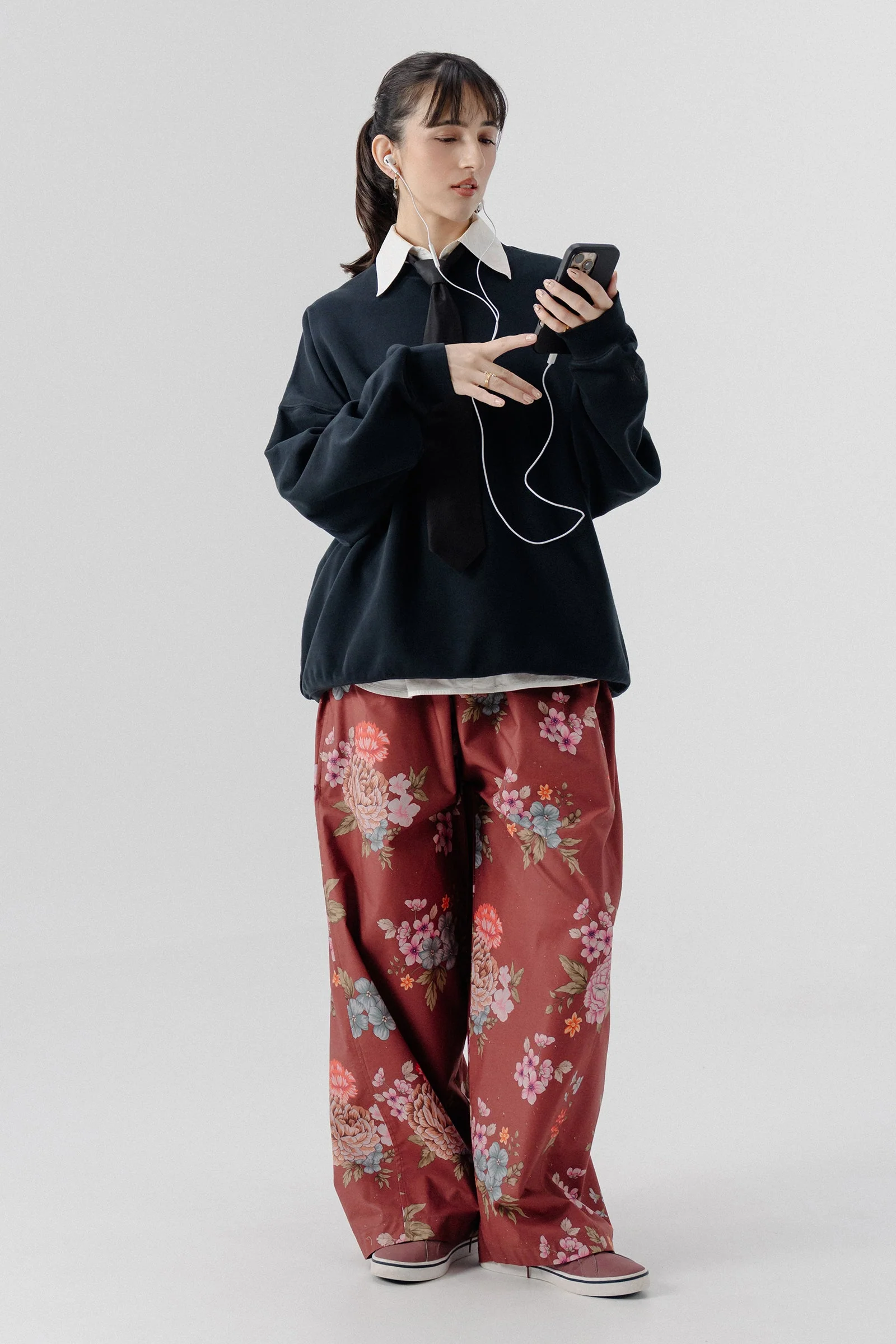 Shalwar Pants - Floral Maroon - Image 5