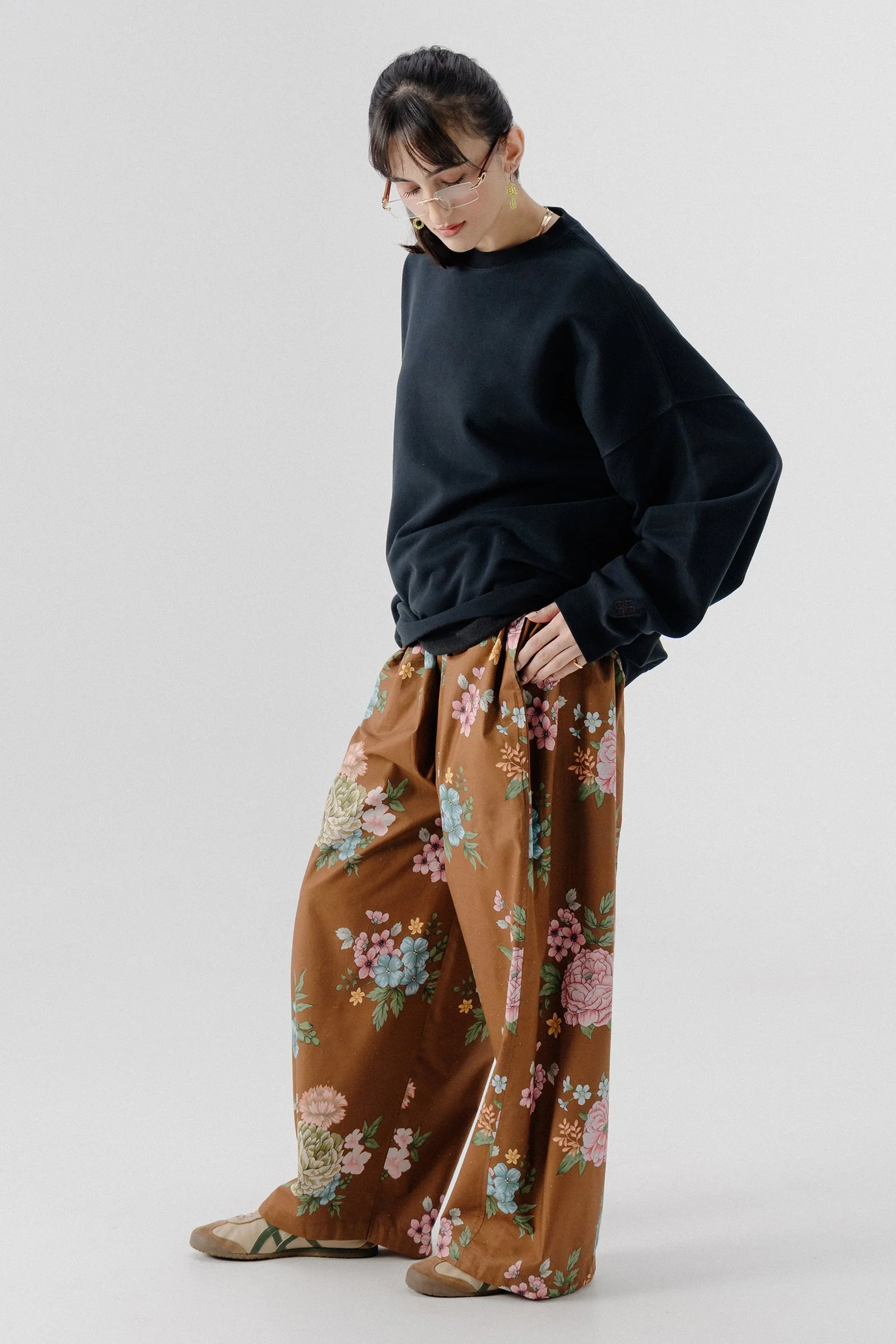 Shalwar Pants - Floral Brown - Image 3