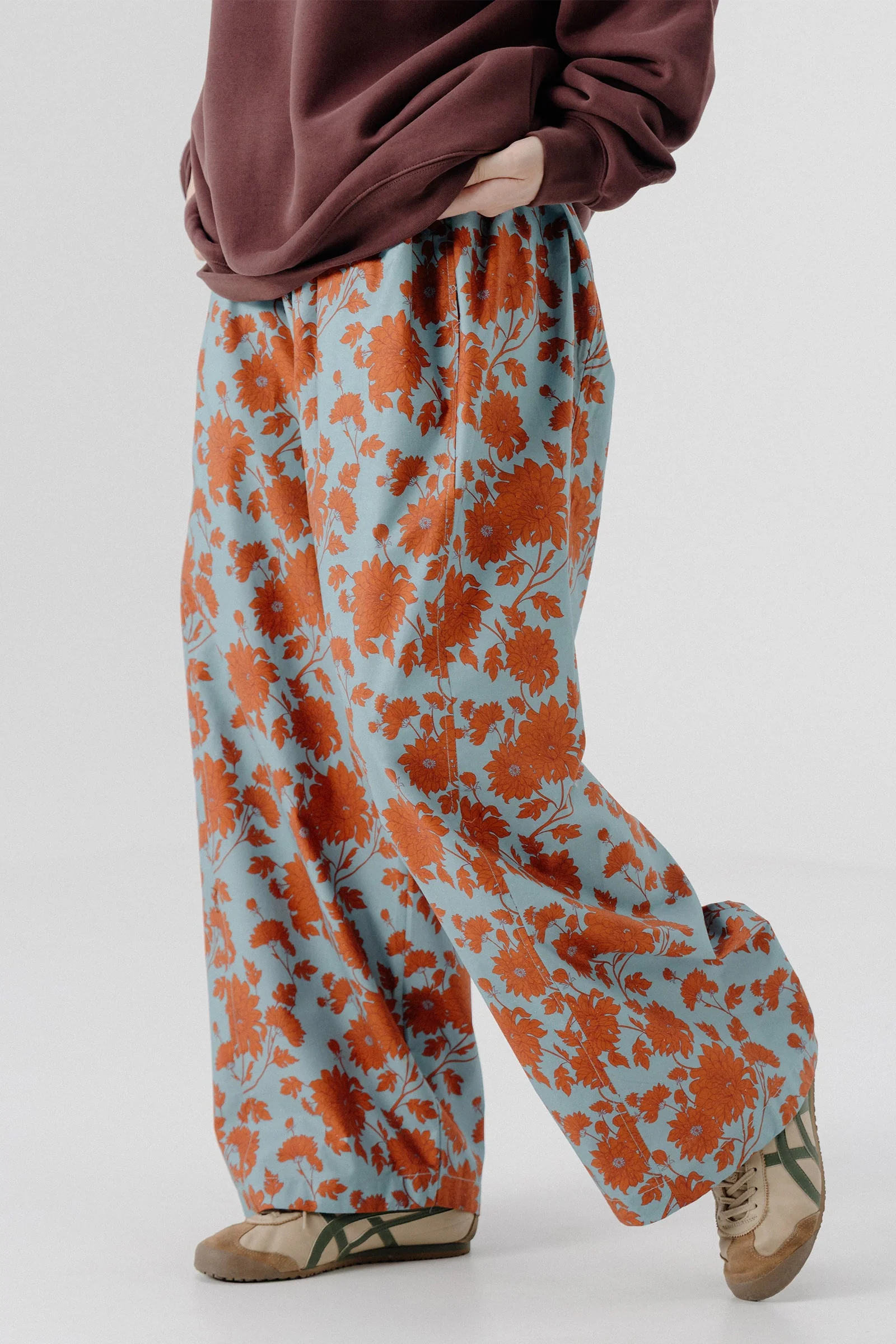 Shalwar Pants - Floral Dusty Blue