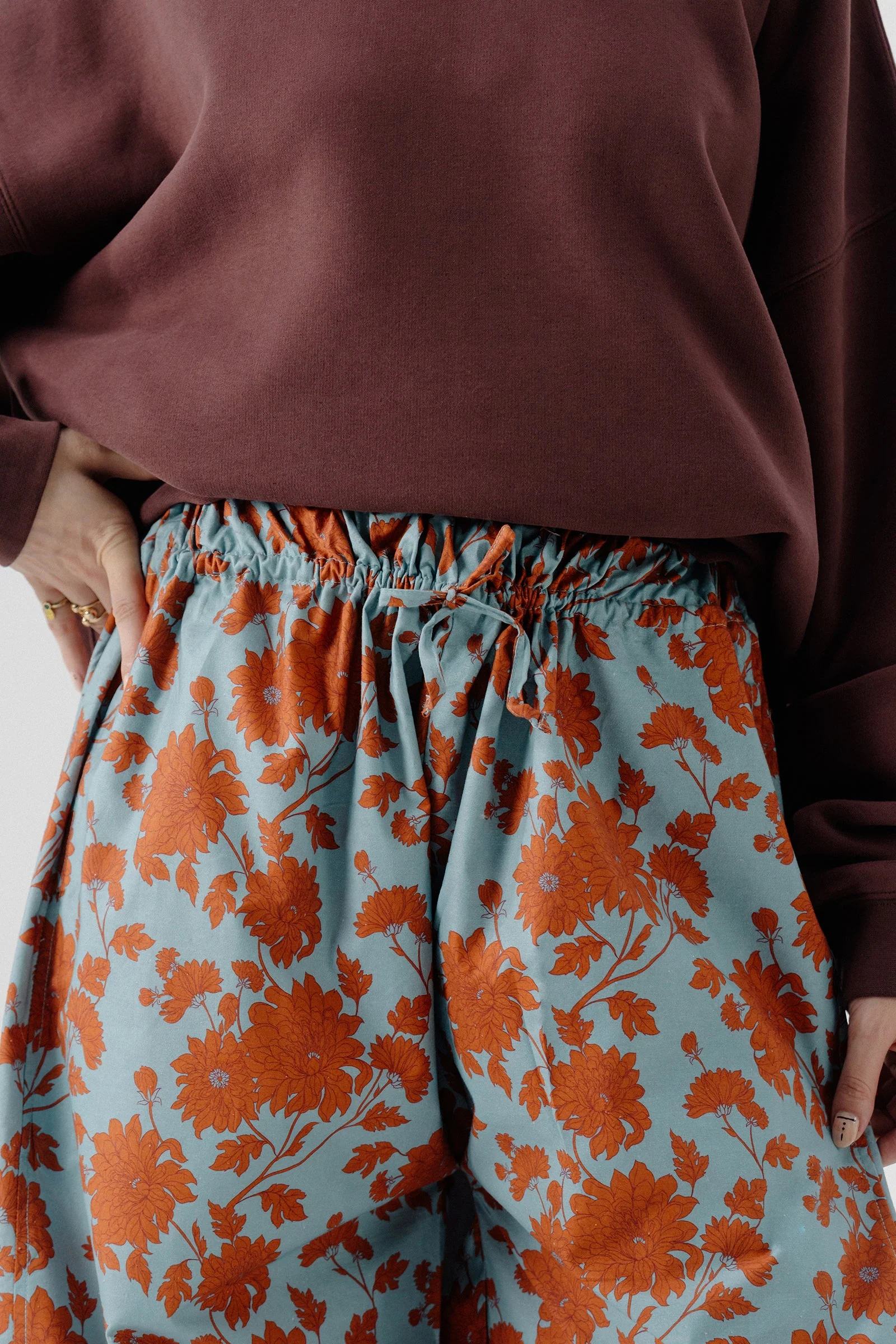 Shalwar Pants - Floral Dusty Blue - Image 2